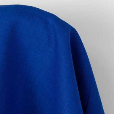 Linen fabric plain vibrant royal blue, pure linen