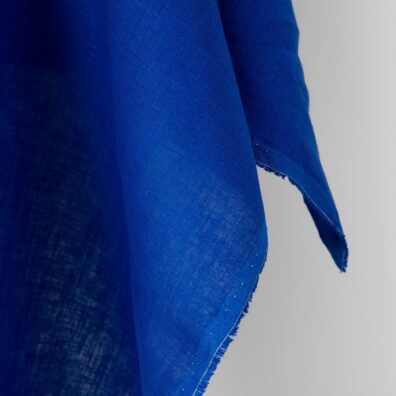 Linen fabric plain vibrant royal blue, medium weight fabric