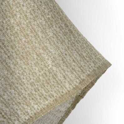 Linen fabric white and green, fabric edge