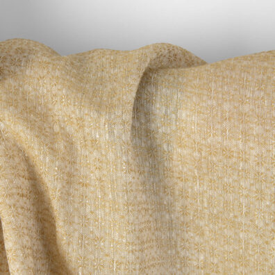 Linen fabric white and ginger small floral pattern