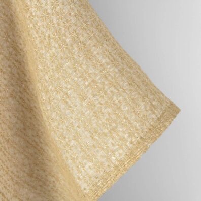 Linen fabric white and ginger, fabric edge