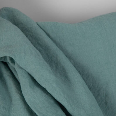 Wide washed linen fabric plain aquamarine, specially washed, soft