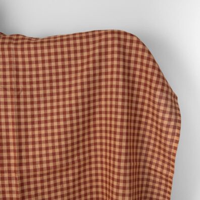 Linen fabric in red and brown checks