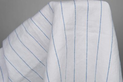 White washed fabric with blue stripes