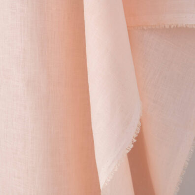 Linen fabric plain pale pink, smooth texture