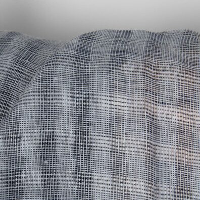 Linen fabric small grey open-weave checks, sparse weave pattern