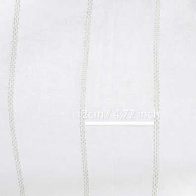 Linen cotton fabric white with natural dashed stripes, with measurements