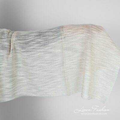 Linen cotton greyish fabric with white stripes 5 Linen cotton greyish fabric