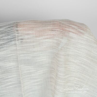 Linen cotton greyish fabric with white stripes 6 Linen cotton greyish fabric woven with fancy yarns