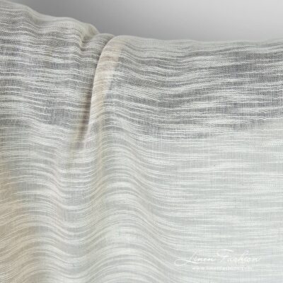 Linen cotton greyish fabric with white stripes 7 Linen cotton greyish fabric with stripes