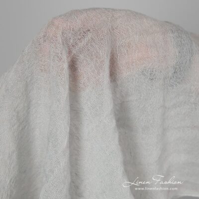 Linen wool pale green fabric washed 6 Pale green linen wool fabric.