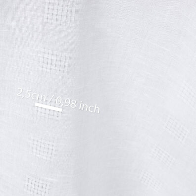 Linen cotton fabric bright white with two rows of checks, with measurements