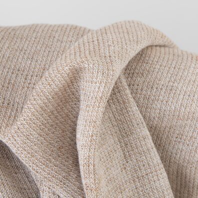 Wide washed linen cotton fabric white and brown, washed fabric