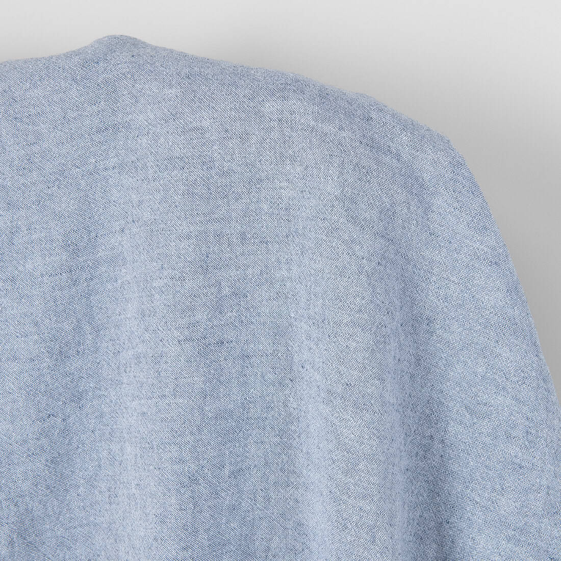 Wide washed linen cotton fabric white and blue mix