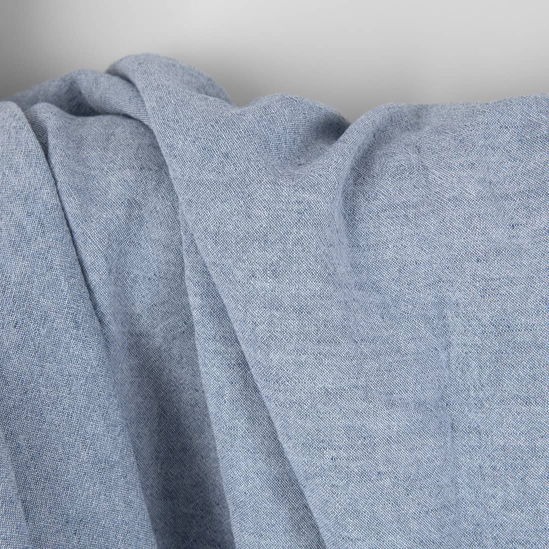 Wide washed linen cotton fabric white and blue mix, extra wide