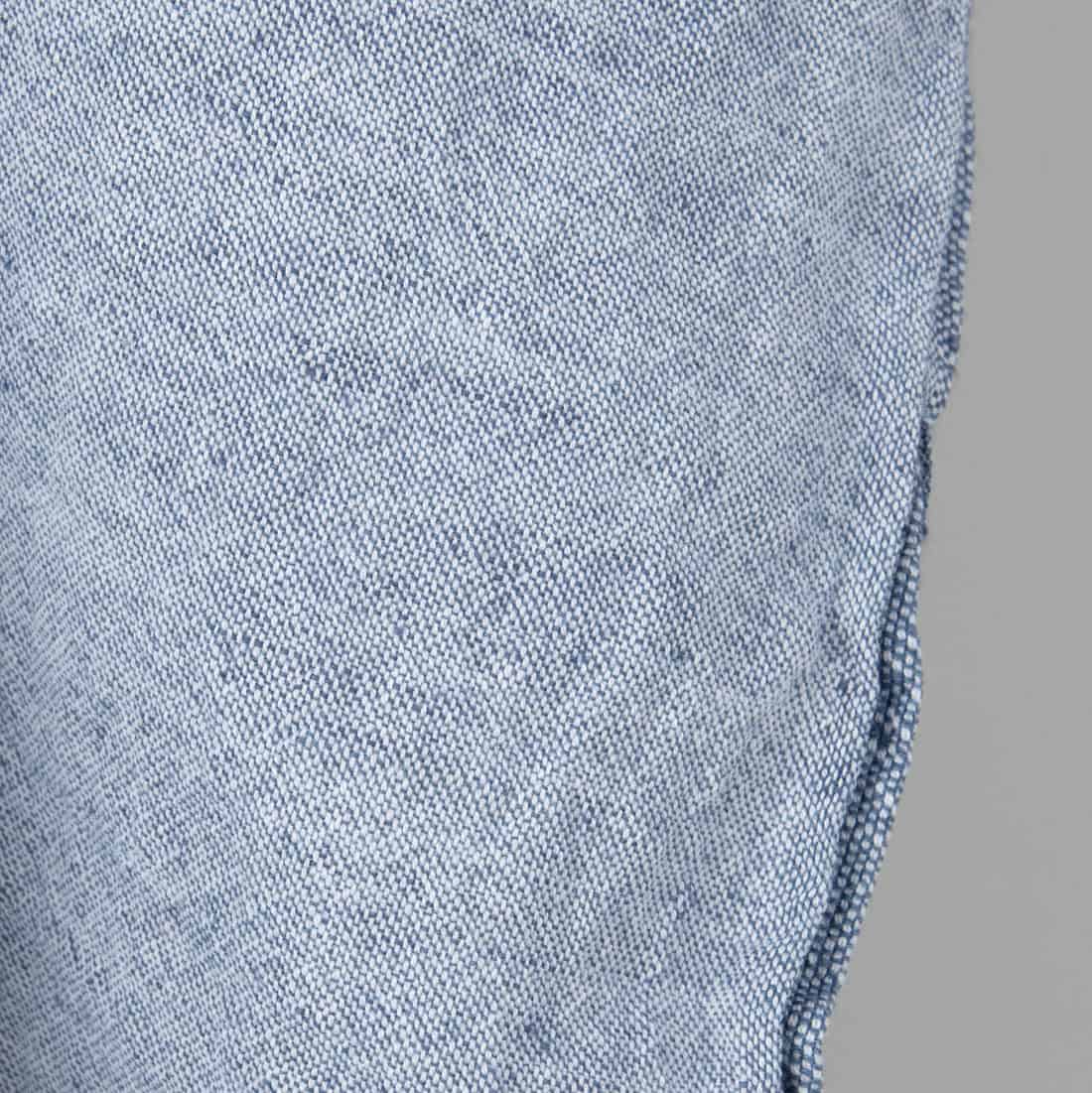 Wide washed linen cotton fabric white and blue mix, specially washed