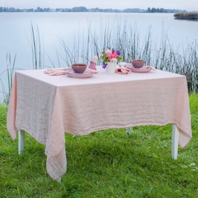 BONA Tablecloth pink 4 Pink linen tablecloth