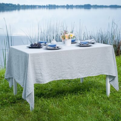 GAMMA Tablecloth light grey 4 Light grey linen tablecloth