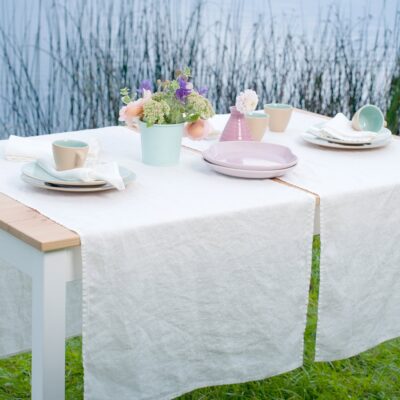 GAMMA Table runner white 4 Off-white linen table runner