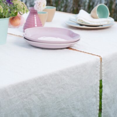 GAMMA Table runner white 5 Off-white linen table runner, plain weave