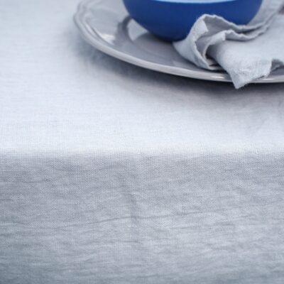 GAMMA Table runner light grey 4 Light grey linen table runner, plain weave, washed