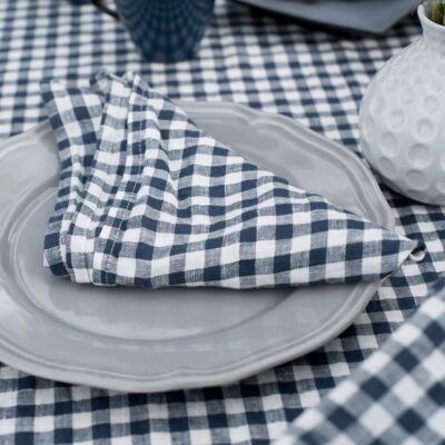 VICHY Table napkin blue 3 Checked blue linen napkin