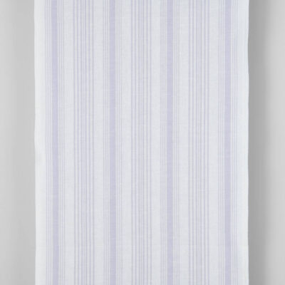 Narrow linen cotton fabric white with light violet stripes