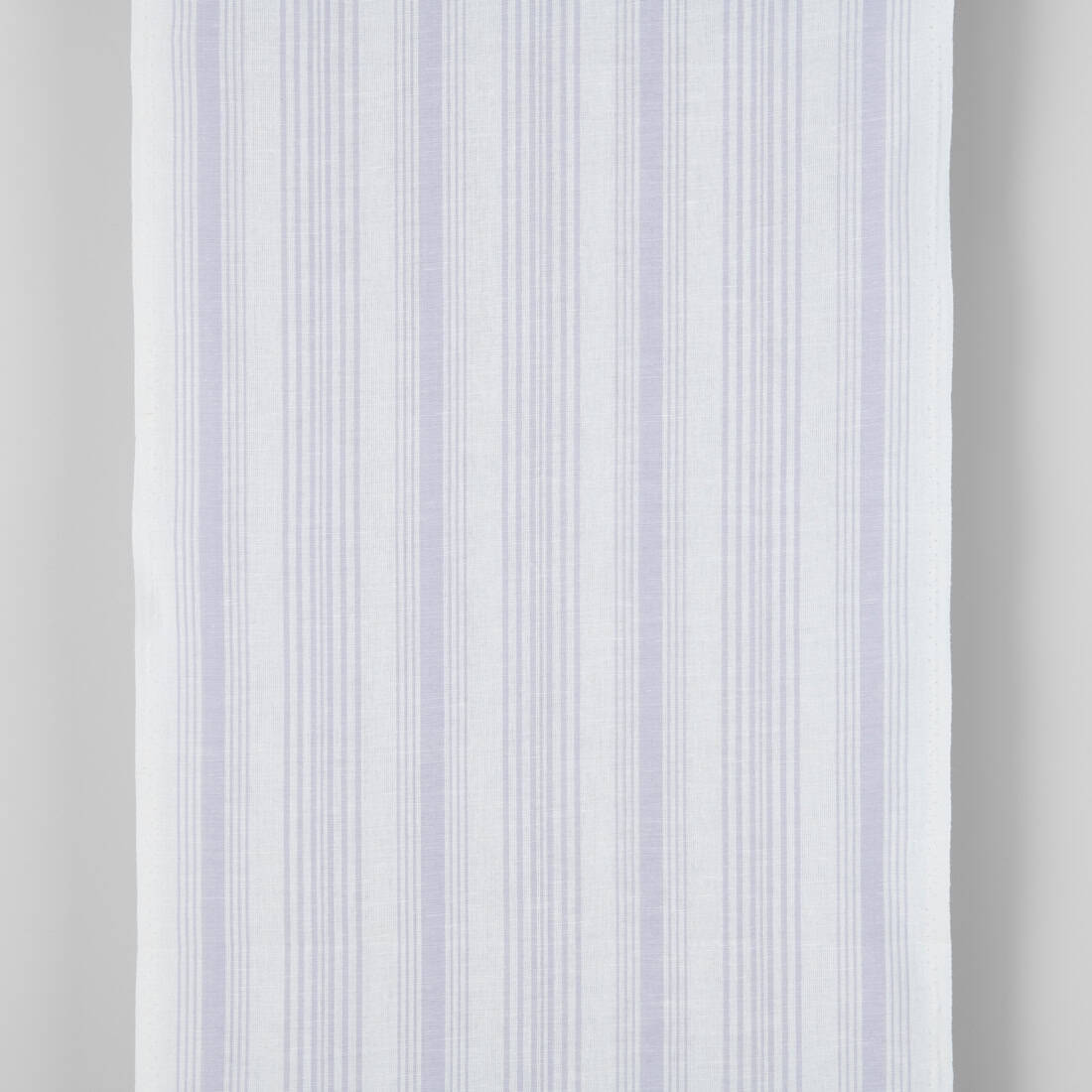 Narrow linen cotton fabric white with light violet stripes