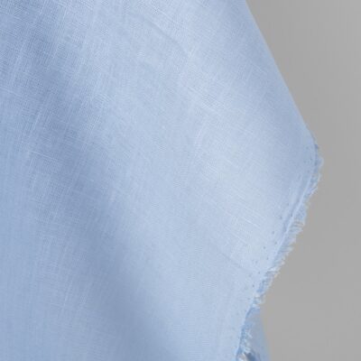 Linen fabric plain pale light blue, pure linen