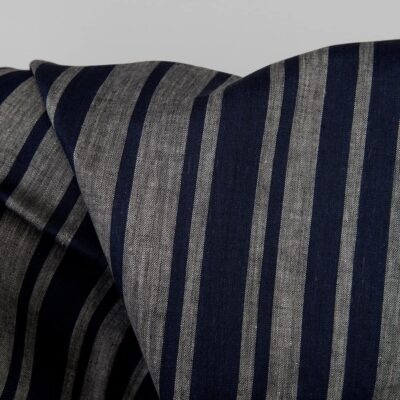 Linen fabric in blue and grey stripes 7 Linen fabric in blue and natural stripes, pure linen