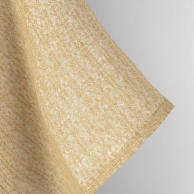 Linen fabric white and ginger, fabric edge