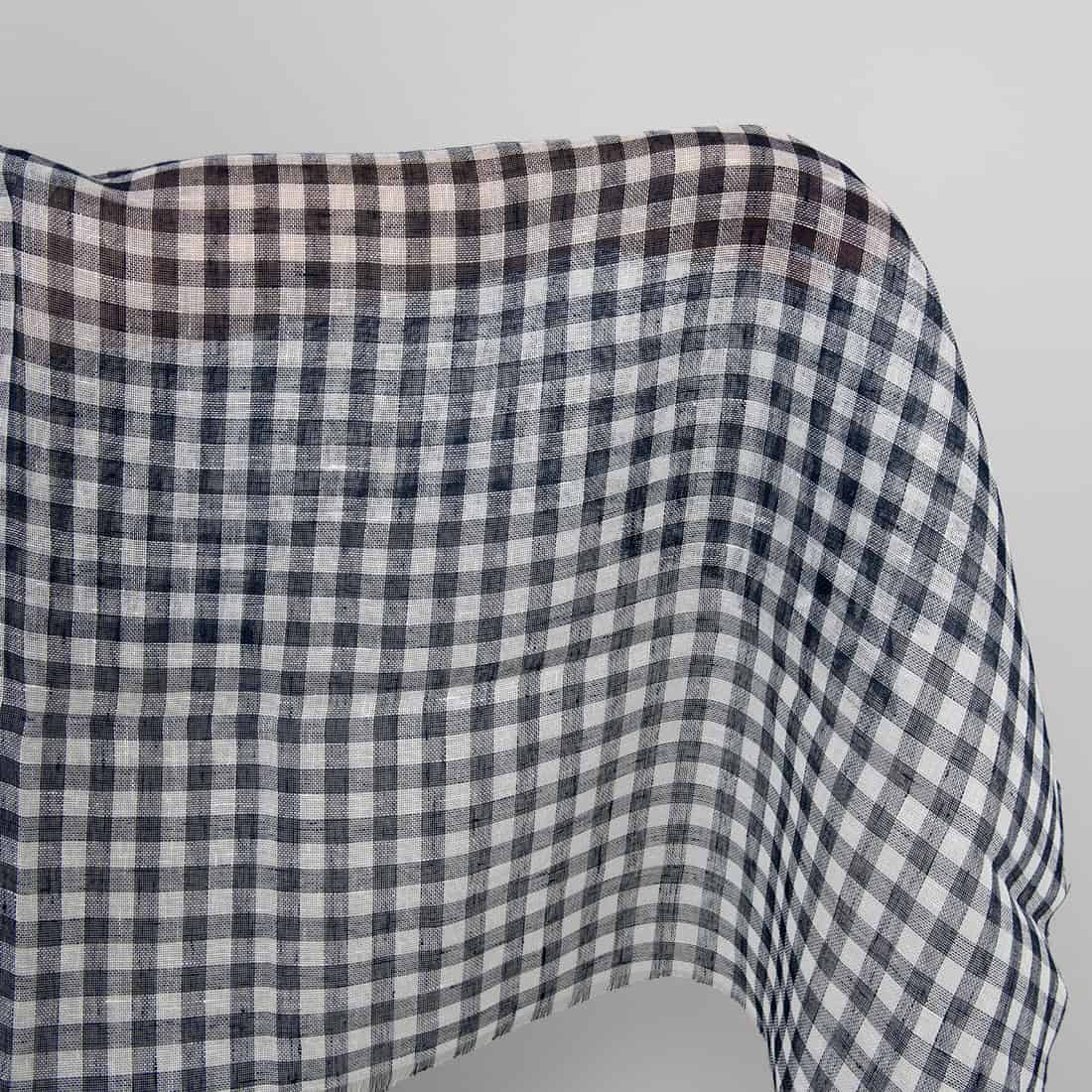 Linen fabric in dark blue and white checks
