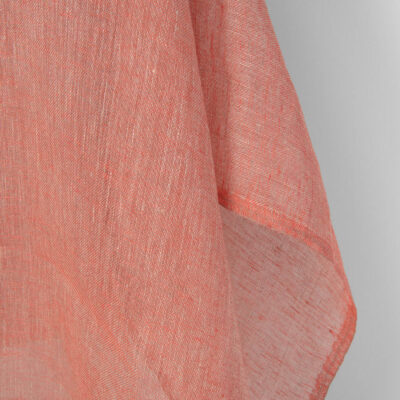 Linen fabric natural and salmon red gauze 6 Linen fabric natural and salmon red gauze, fabric edge