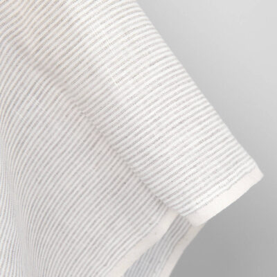 Beige striped linen fabric 5 Linen fabric white and natural small stripes, pure linen