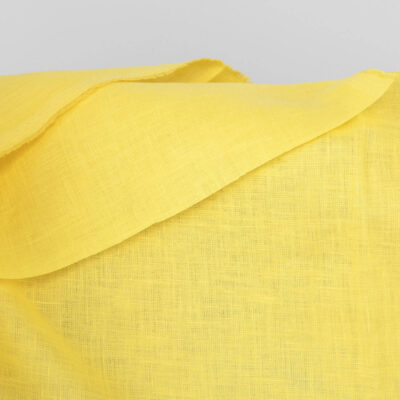 Yellow linen fabric, plain weave