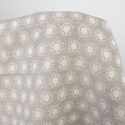 Linen blend jacquard fabric in a sun pattern 5 Linen cotton fabric, sun pattern