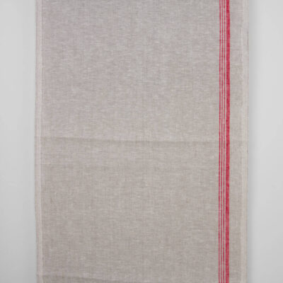 Light grey narrow pure linen fabric with red stripes 3 Narrow linen towel fabric in beige