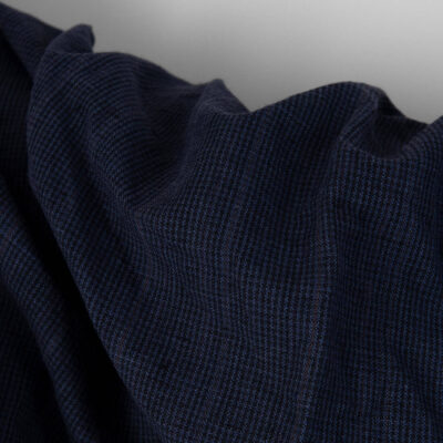 Linen cotton fabric dark multicolour striped, 145cm width