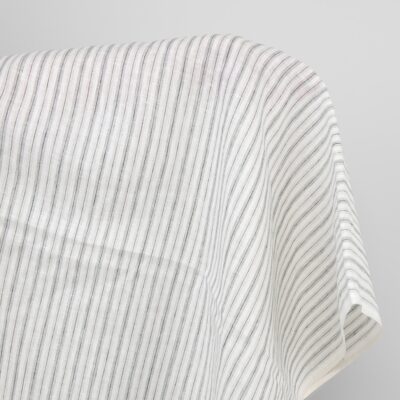 Off-white linen fabric in grey and brown stripes 4 Off-white linen fabric, grey stripes