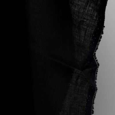 Black linen fabric, plain weave