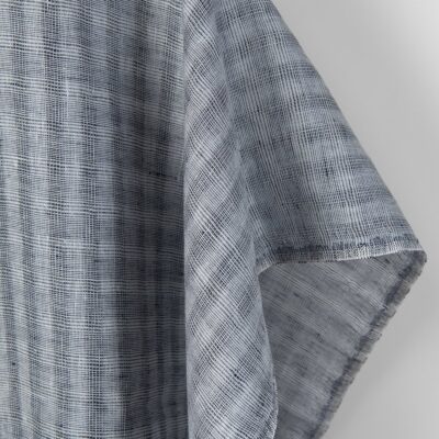 Linen fabric small grey open-weave checks, pure linen