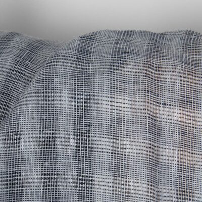 Linen fabric small grey open-weave checks, sparse weave pattern