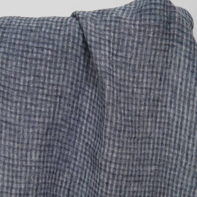 Washed checked linen fabric dark blue open-weave 4 washed-linen-fabric-in-checks