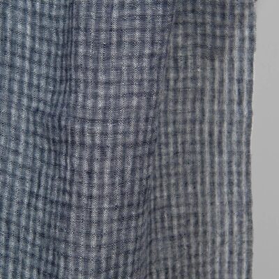 Washed checked linen fabric dark blue open-weave 5 washed-linen-fabric-in-checks, 100% linen