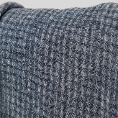 Washed checked linen fabric dark blue open-weave 6 washed-linen-fabric-in-checks, open-weave checks