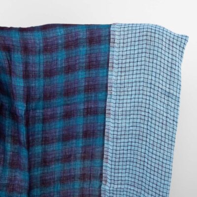 Blue-turquoise washed two sided linen fabric 5 Blue and violet linen fabric