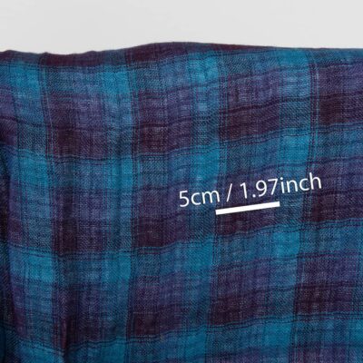 Blue-turquoise washed two sided linen fabric 7 Blue and violet linen fabric, double-sided