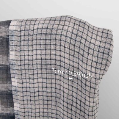 Washed double sided linen fabric in grey checks 6 Washed checked grey linen fabric, double-sided