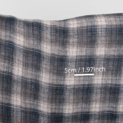 Washed double sided linen fabric in grey checks 7 Washed checked grey linen fabric, double-layer