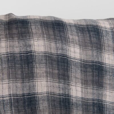 Washed double sided linen fabric in grey checks 8 Washed checked grey linen fabric, 100% linen